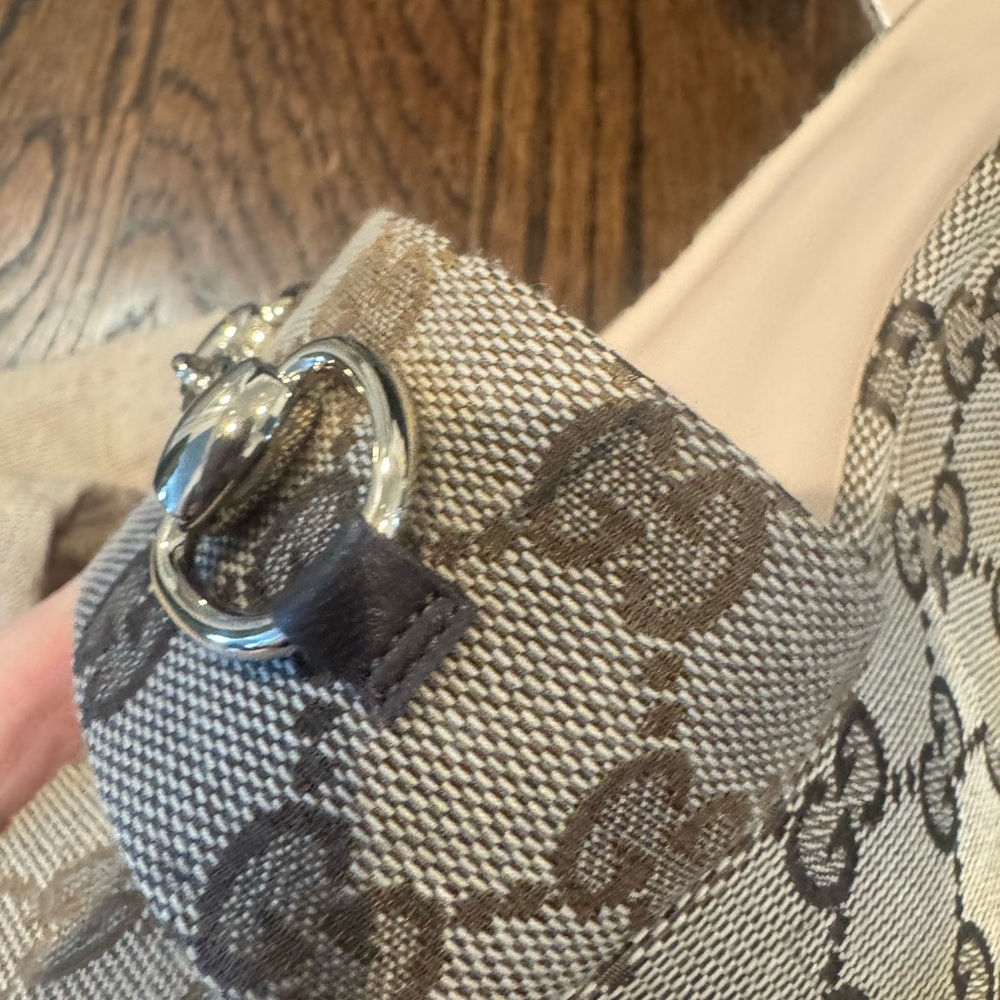 Gucci lady horsebit canvas wedge sandals 75MM - Picture 4 of 5